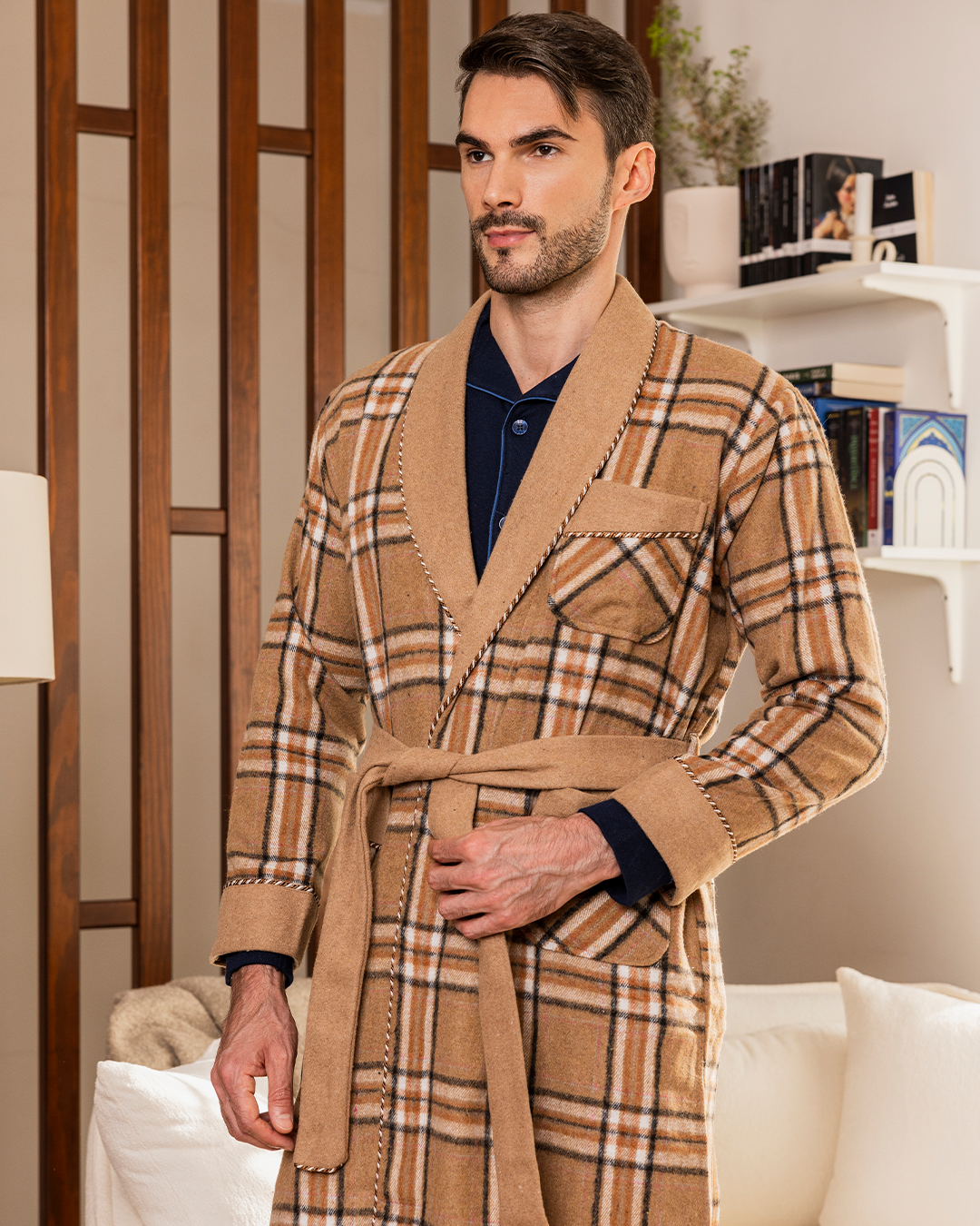 Men's checkered robe