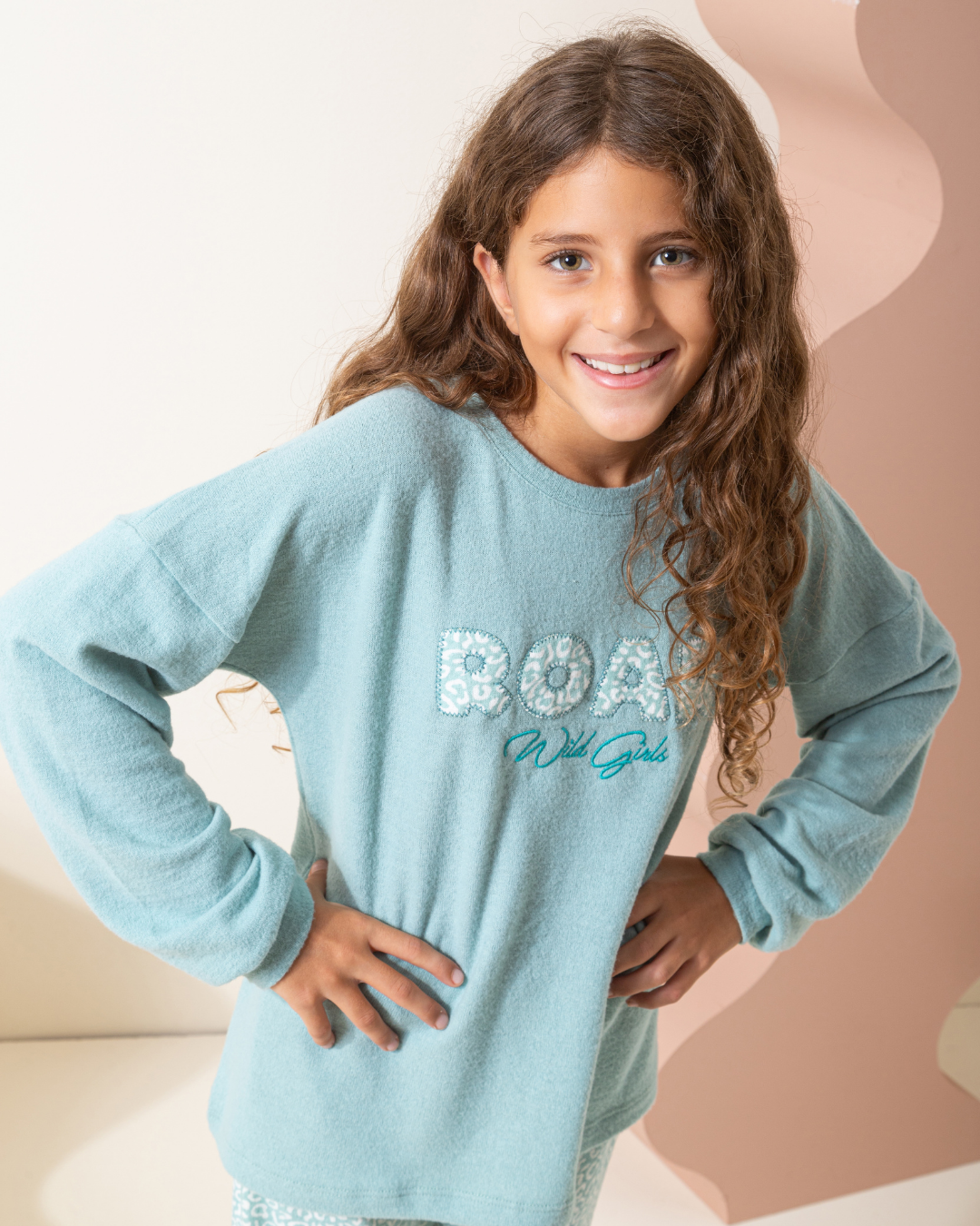 Roar girls' long sleeve pajamas, thermal fabric
