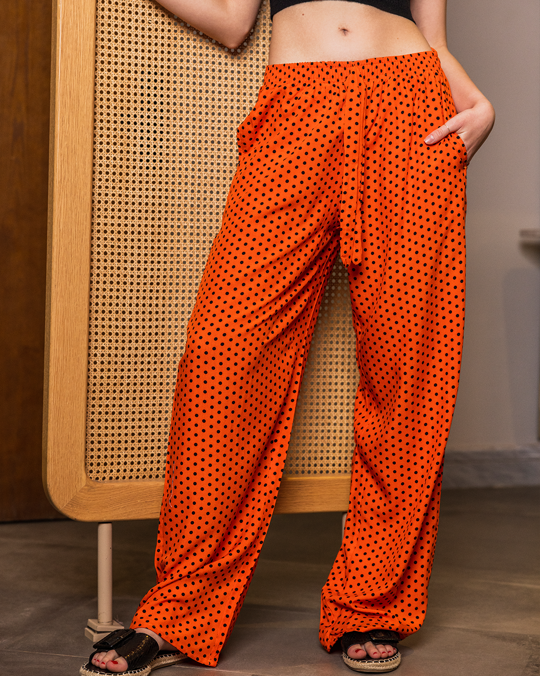 Women's viscose trousers with dots