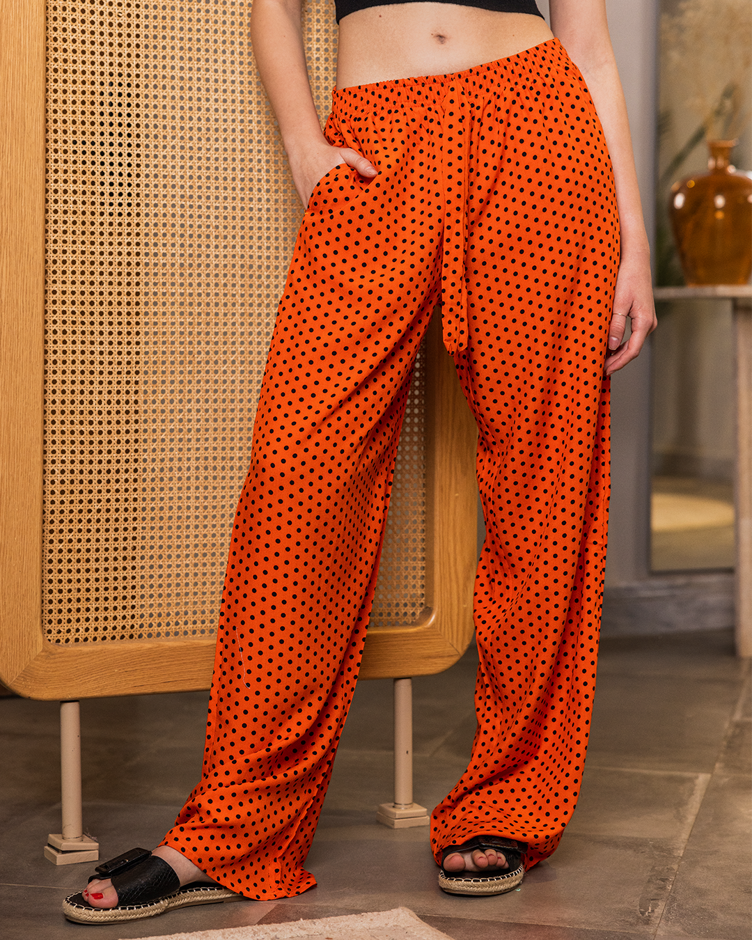 Women's viscose trousers with dots