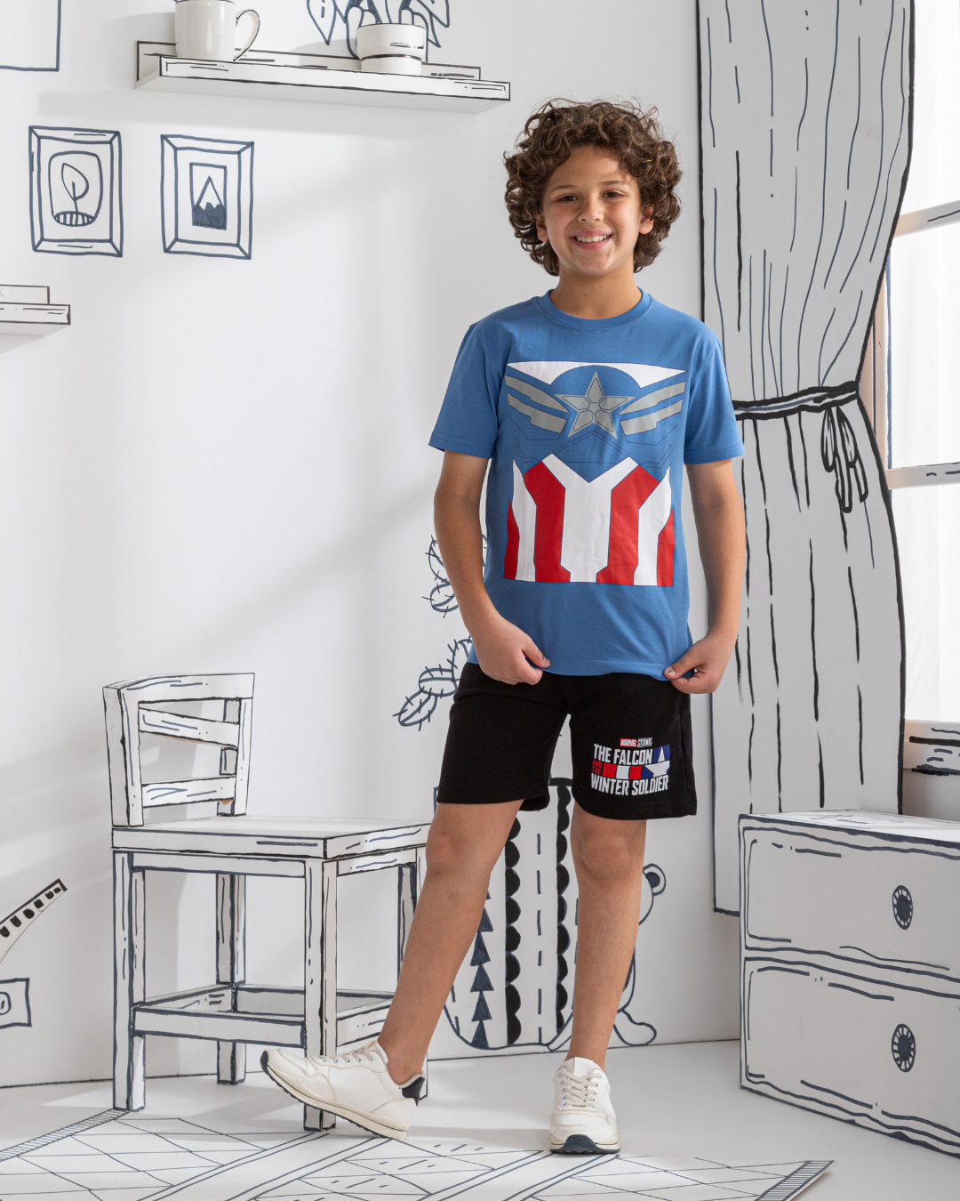 Captain America Children's pajamas Captain America children's shorts