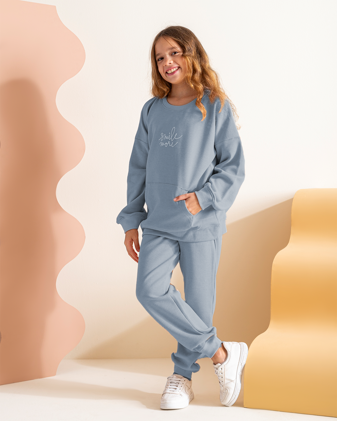 Smile More Girls' pajamas, waffle-like material