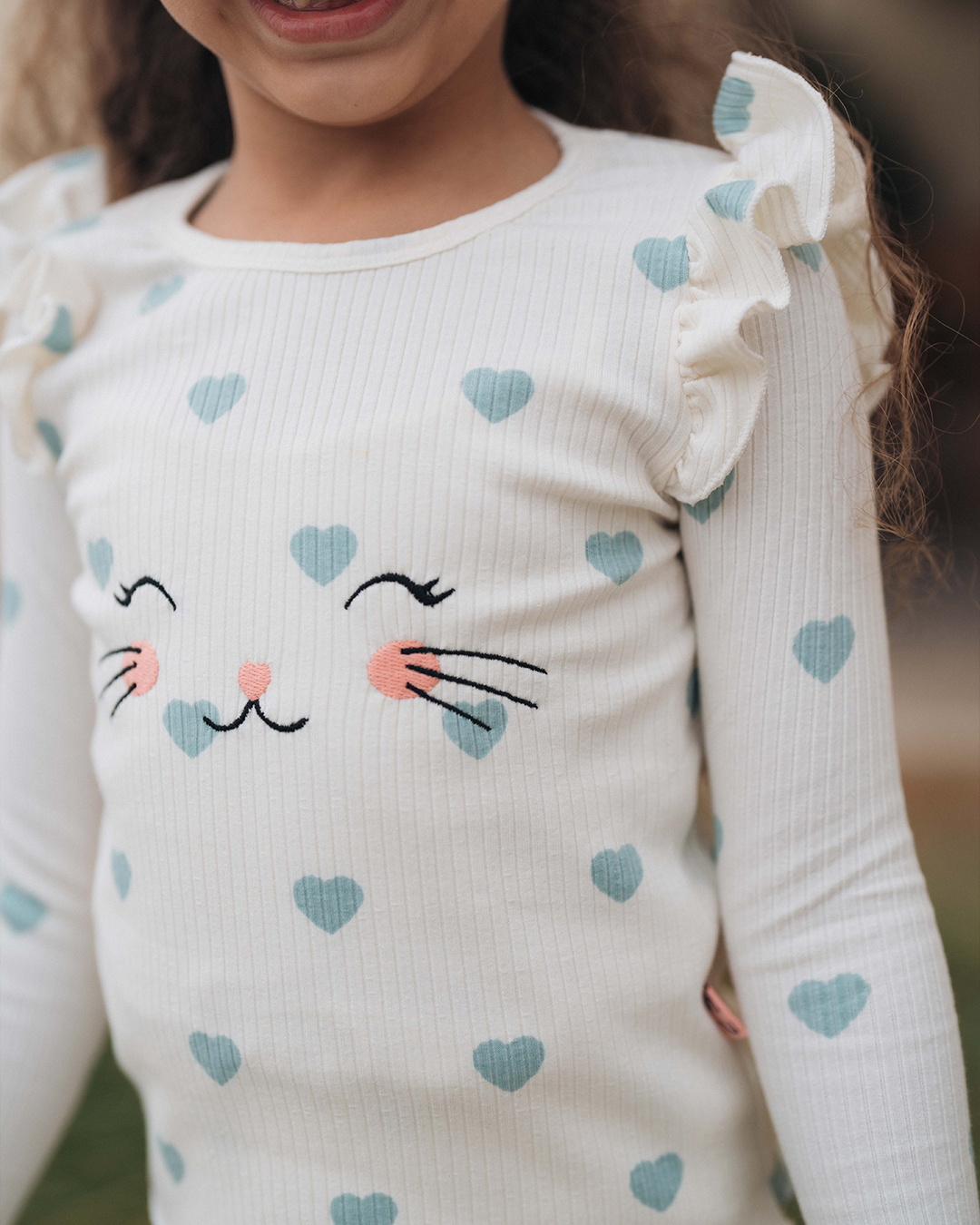 Cat Heart Pajamas for children, girls, long sleeves