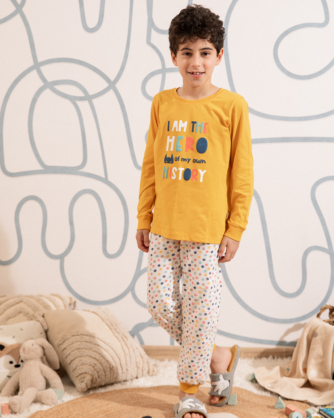 i am the Hero Pajama for my children, boys, long sleeves * printed cotton pants