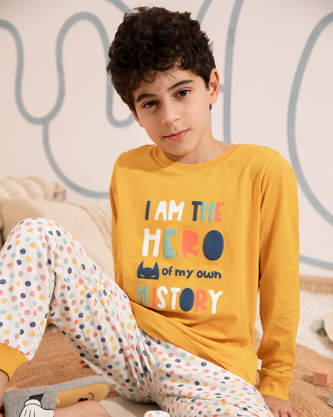 i am the Hero Pajama for my children, boys, long sleeves * printed cotton pants