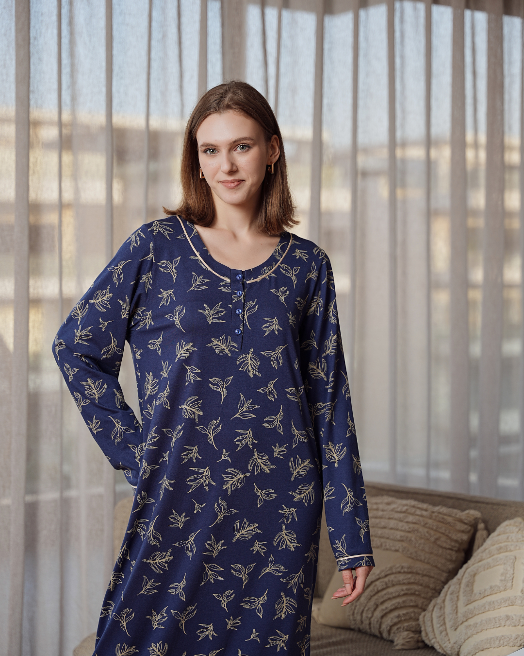 Women's shirt with leaf print