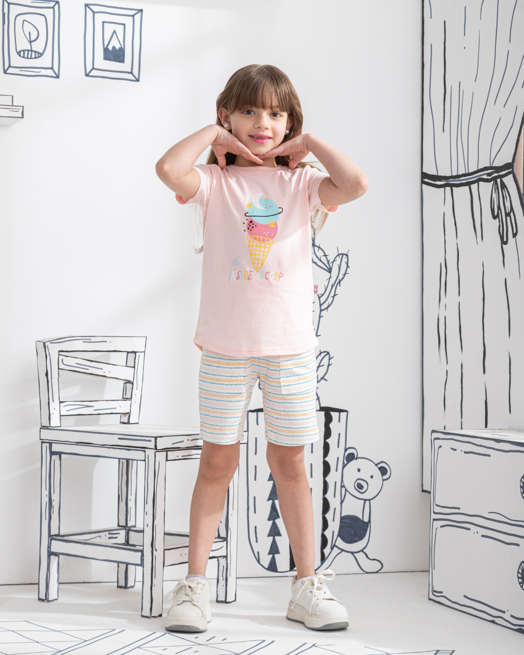 The inside scoop Girls' half-sleeved pajamas and cotton shorts