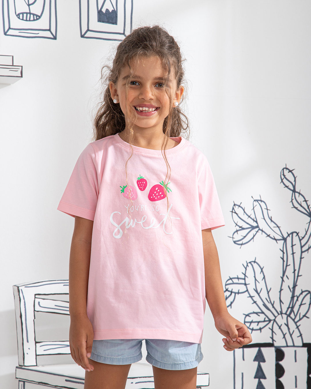 Strawberry half sleeve t-shirt for girls