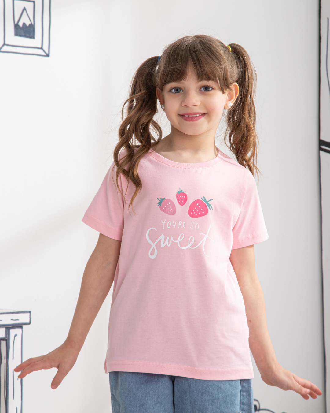 Strawberry half sleeve t-shirt for girls