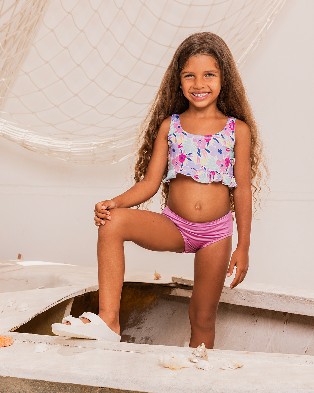 Colorful Flowers girls two-piece swimsuit