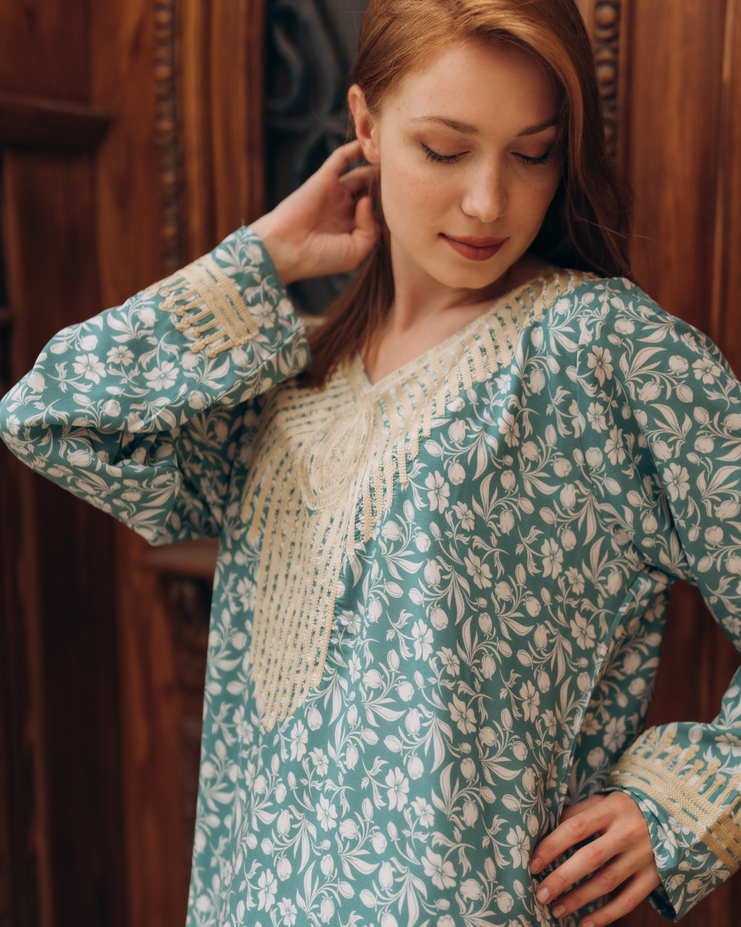Floral viscose shirt with embroidered sleeves 12