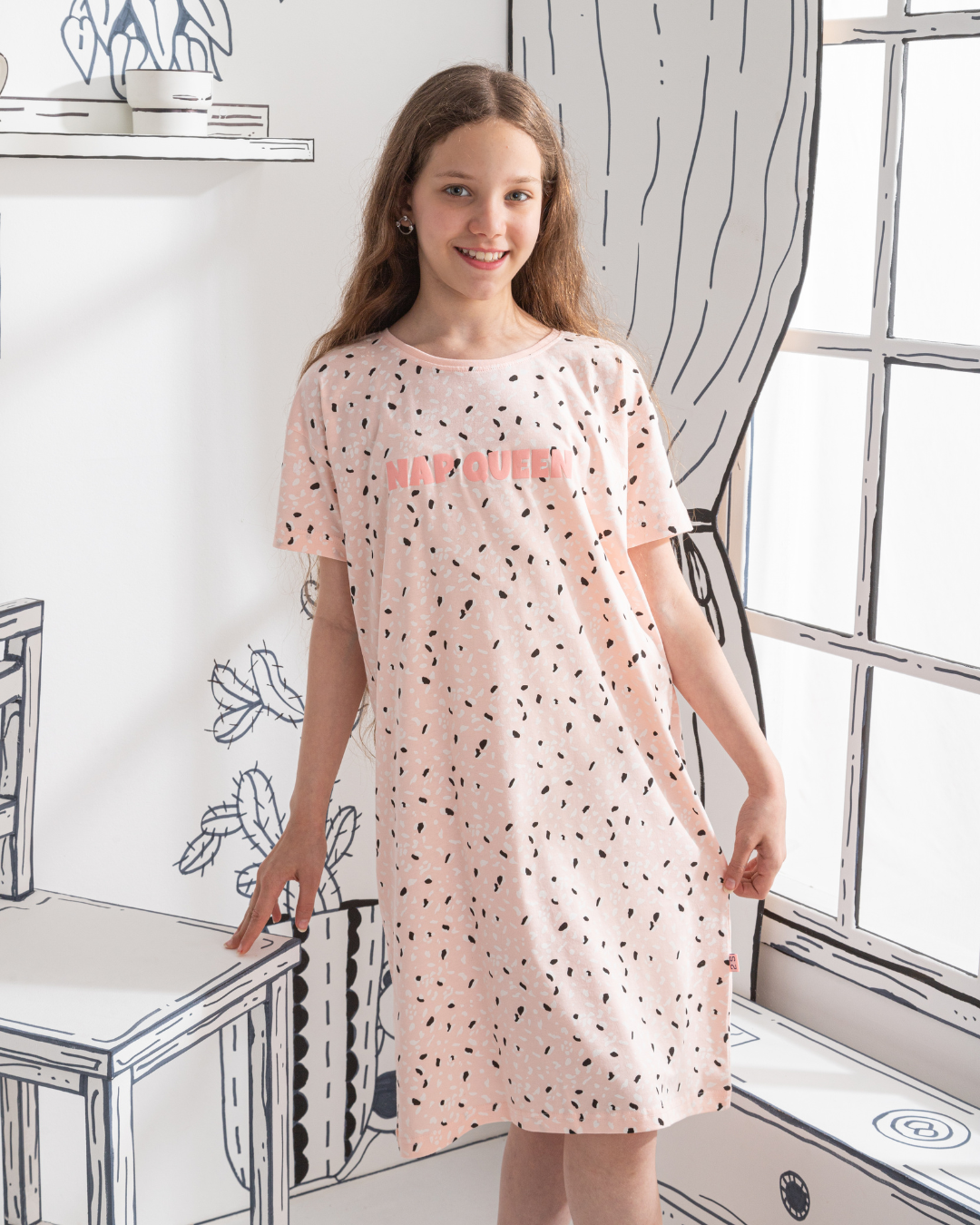 Nap Queen Girls' Printed Cotton Nightgown