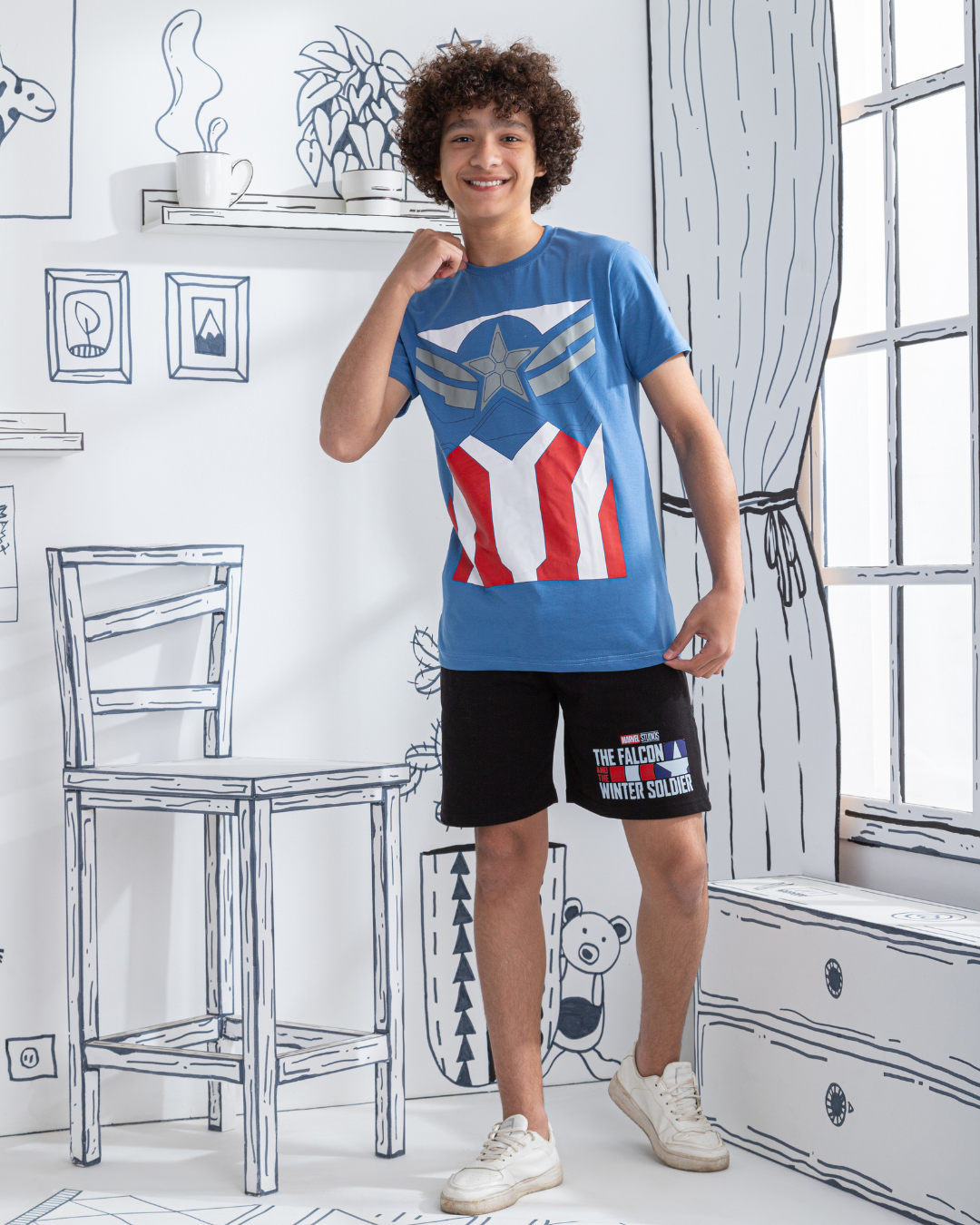Captain America Boys' pajamas, shorts, jersey, Captain America