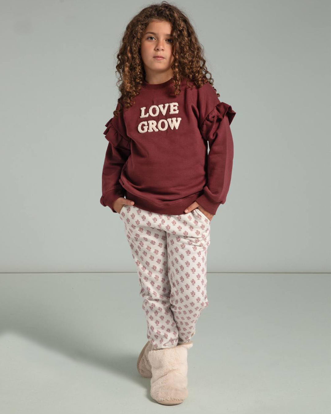 love grow girl's pajamas rose