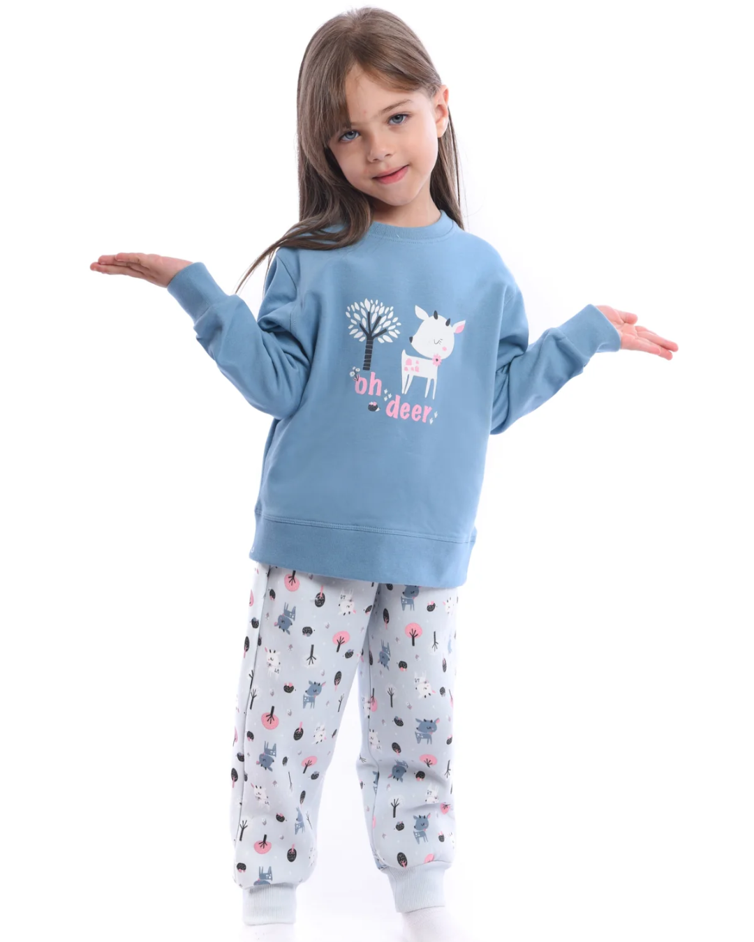 Oh Deer girls' pajamas, T-shirt + printed pants