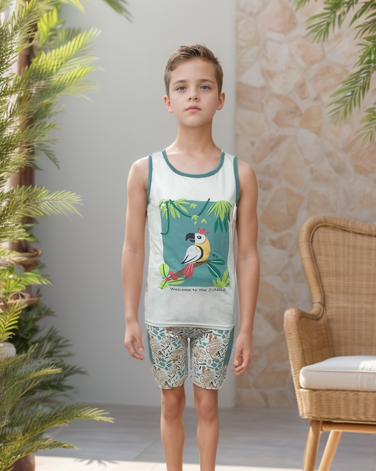 Welcome to the Jungle Boys' cotton pajamas and shorts