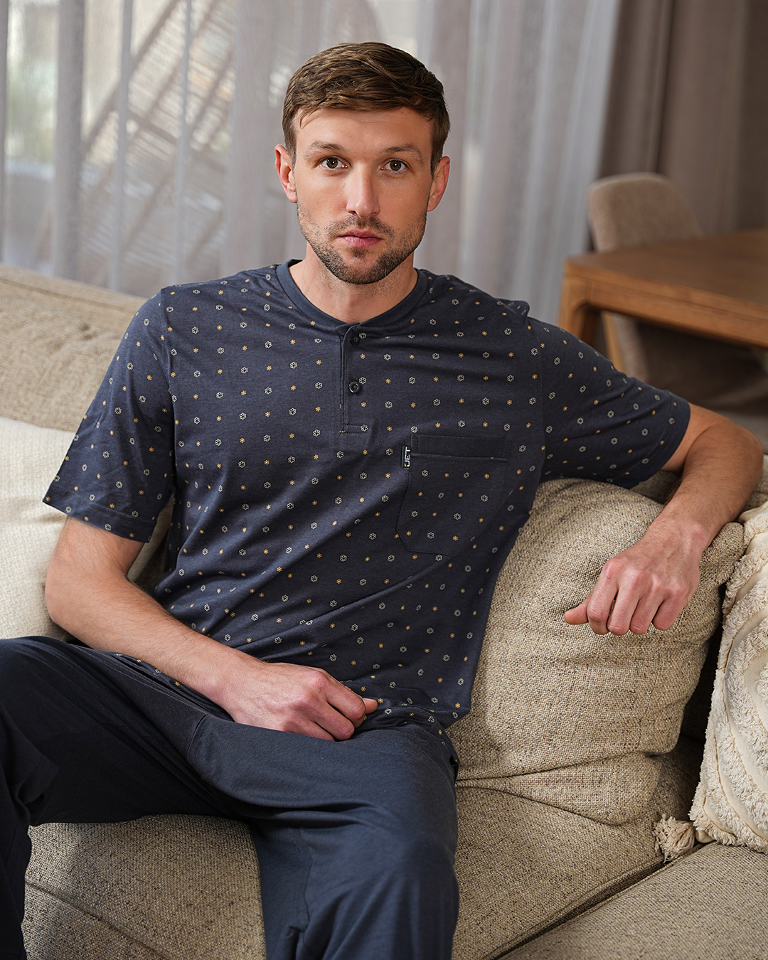 Men's pajamas, half sleeve T-shirt and floral printed trousers