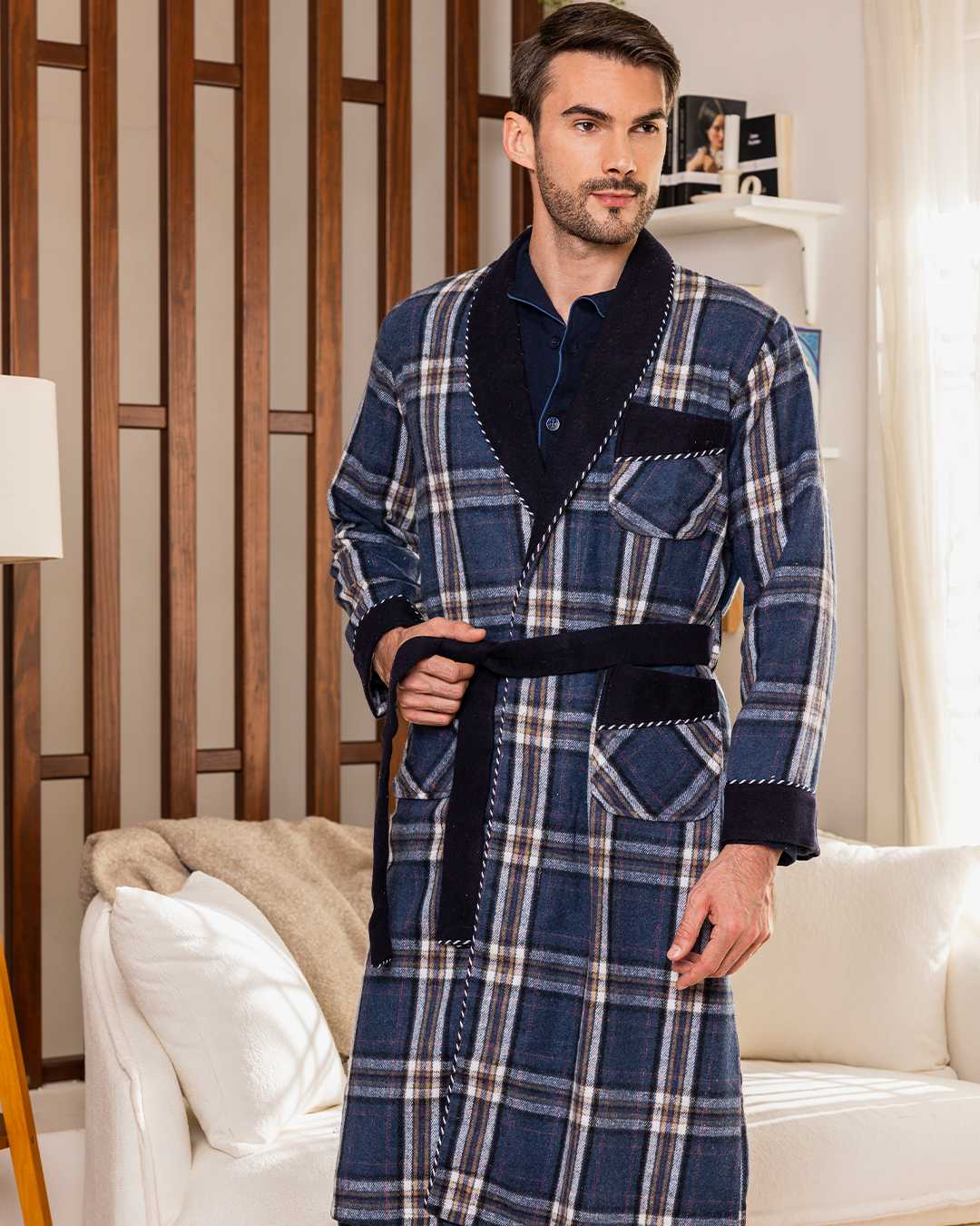 Men's checkered robe