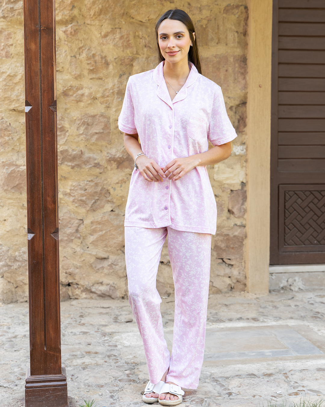 Women's classic pajamas with butterflies print pants