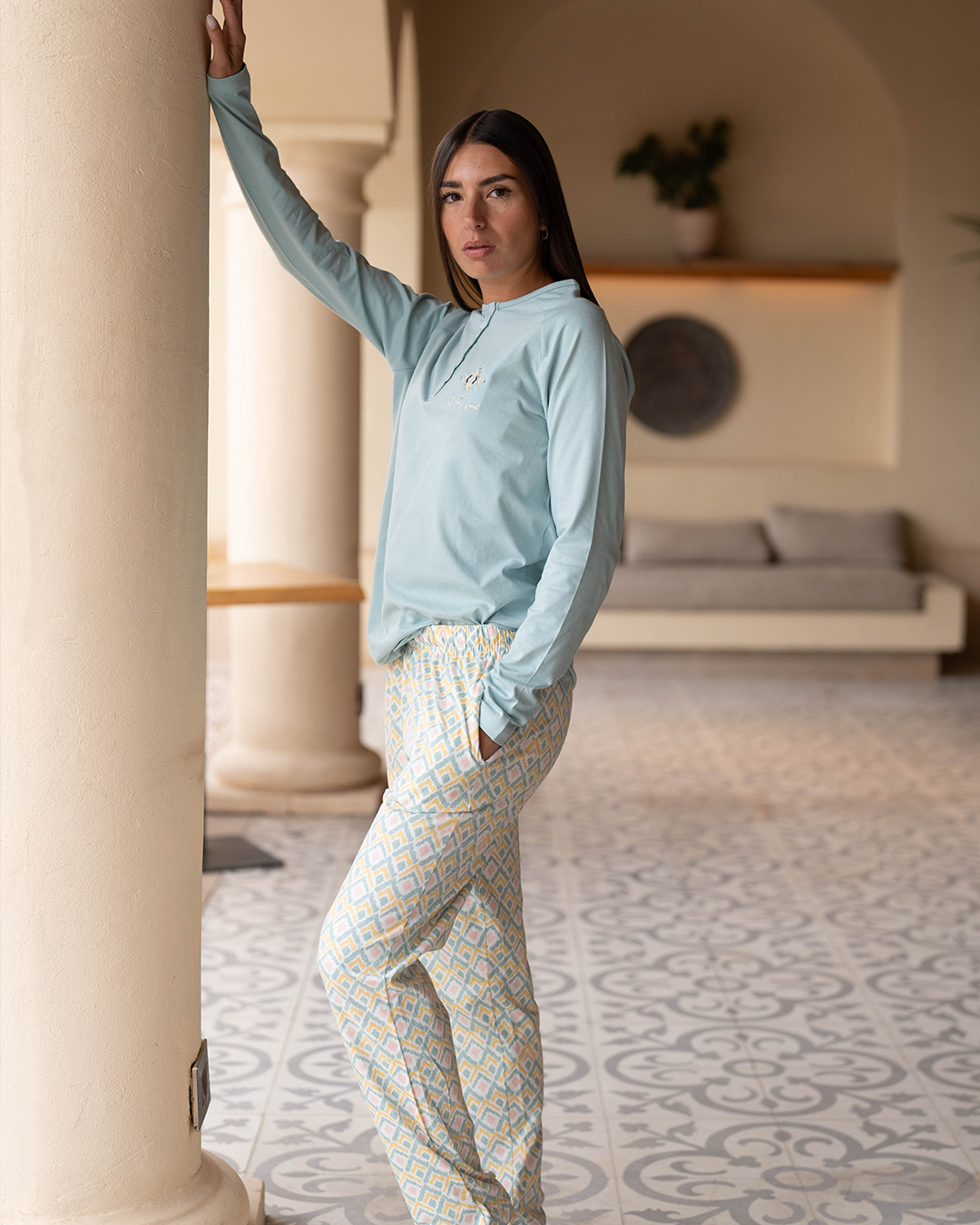 Free Spirit Pajamas for Women Long Sleeve Cotton *Printed Pants