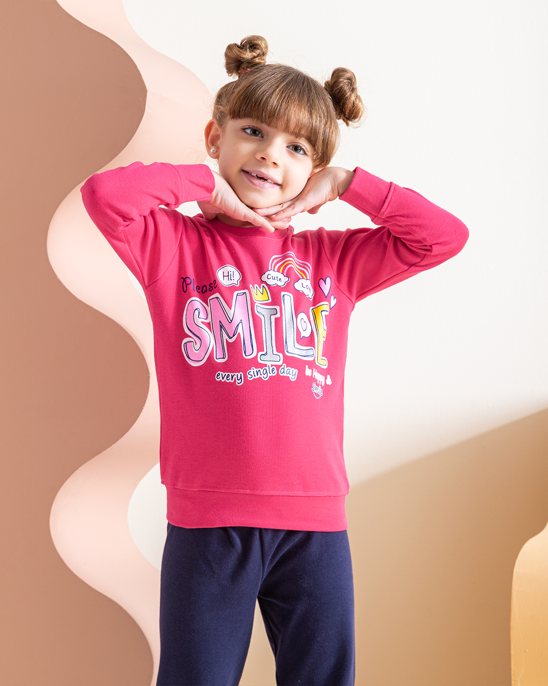 Smile Girls' pajamas, interlock print set