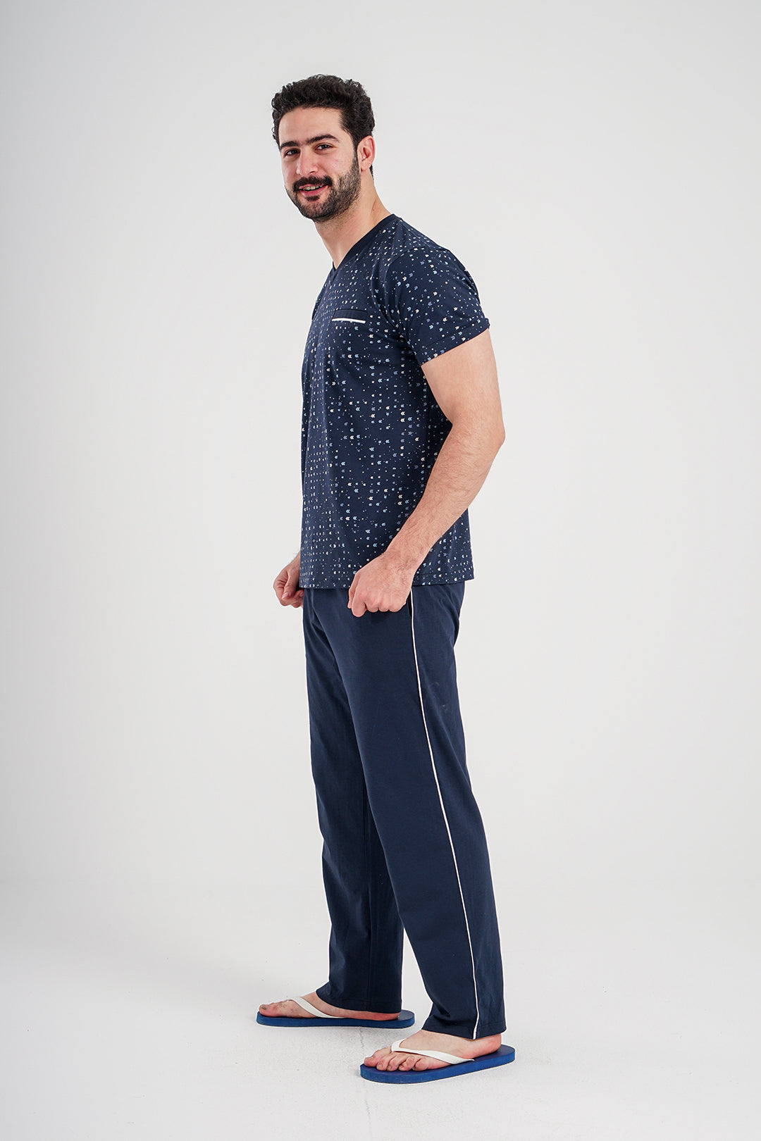 Men's pajamas printed T-shirt * solid pants