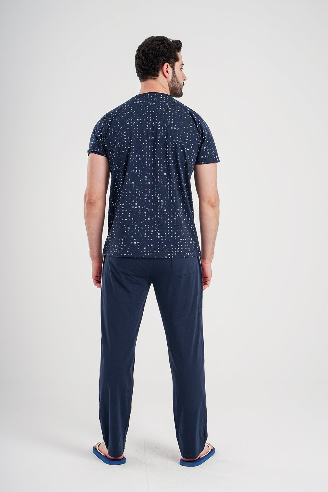 Men's pajamas printed T-shirt * solid pants