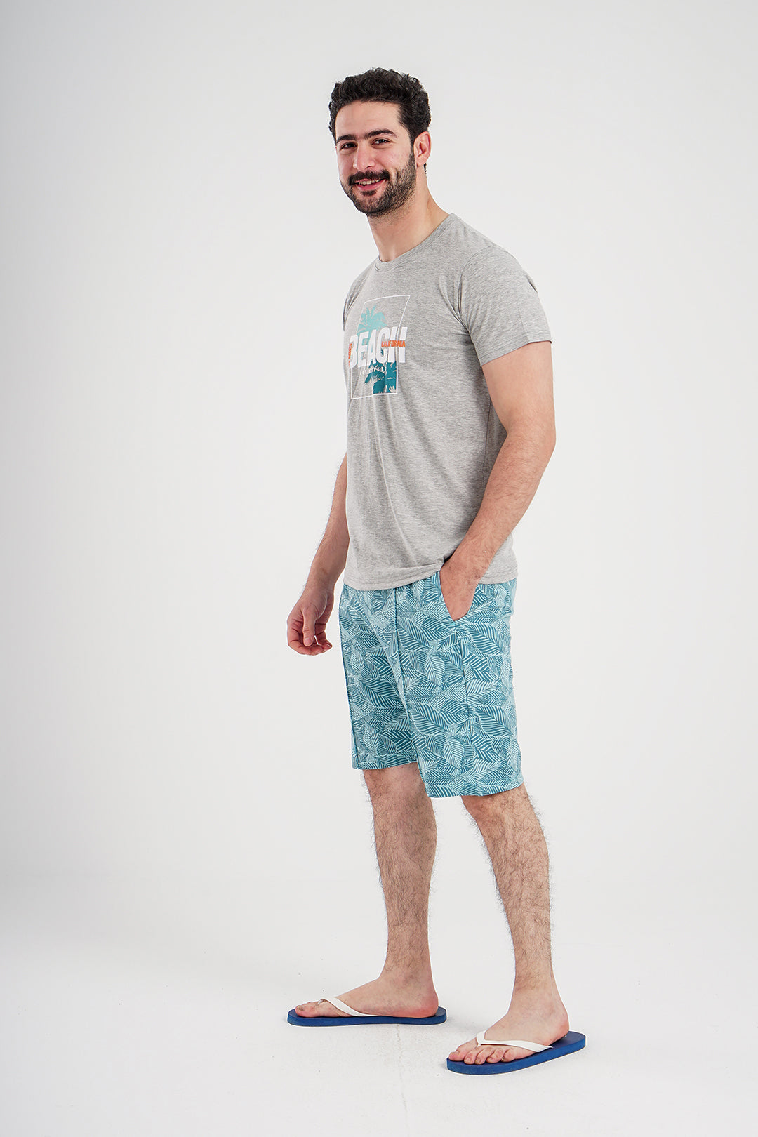 beach men's pajamas printed shorts
