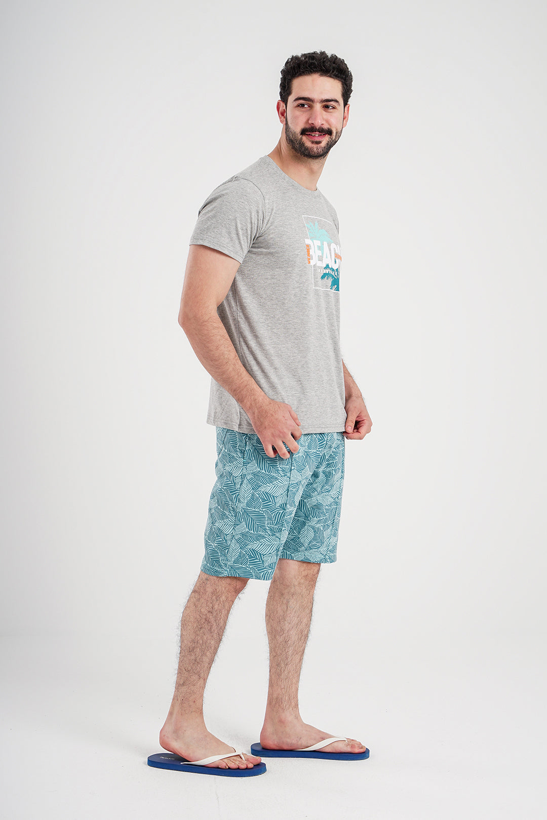 beach men's pajamas printed shorts