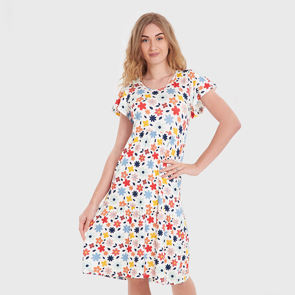 Women's floral dress, half sleeve