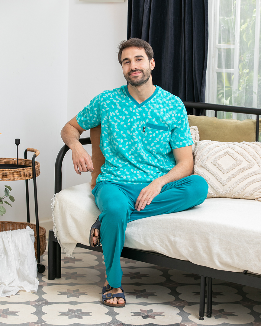 Men's pajama pants with a V-neckline