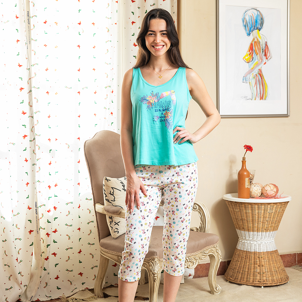 Pentacore printed Hawaiian strapless pajama set