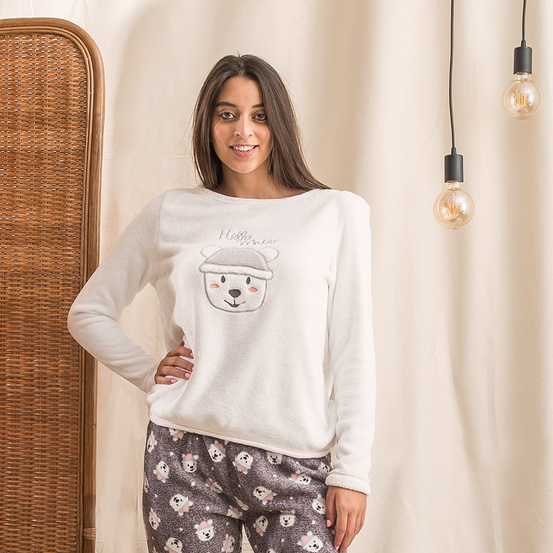 hello winter fur pajamas