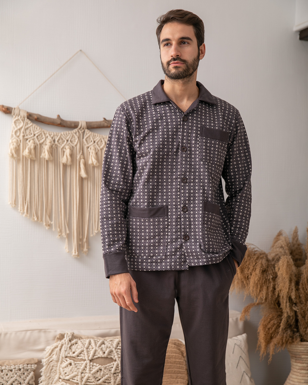 Men's pajamas, classic rotary shapes