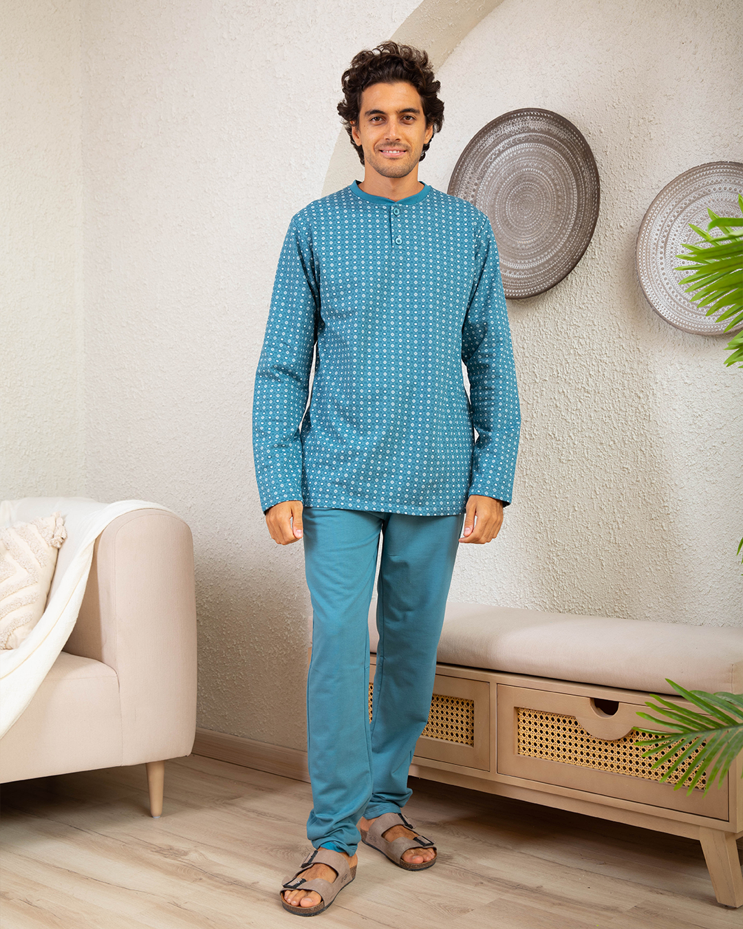 Men's pajamas, Polo Rotary, plain trousers