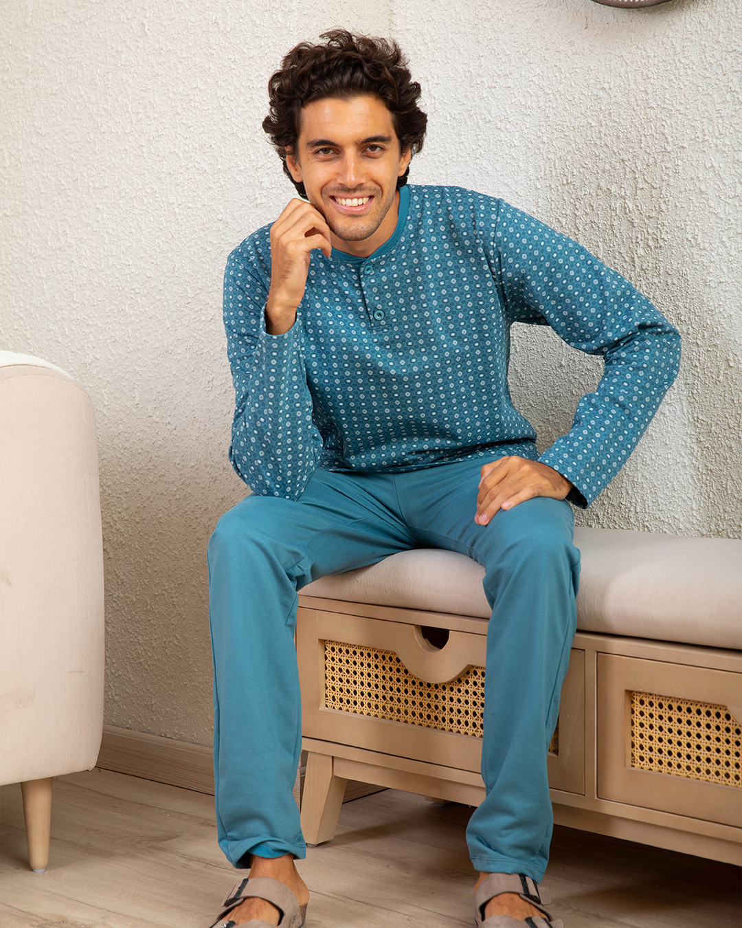 Men's pajamas, Polo Rotary, plain trousers