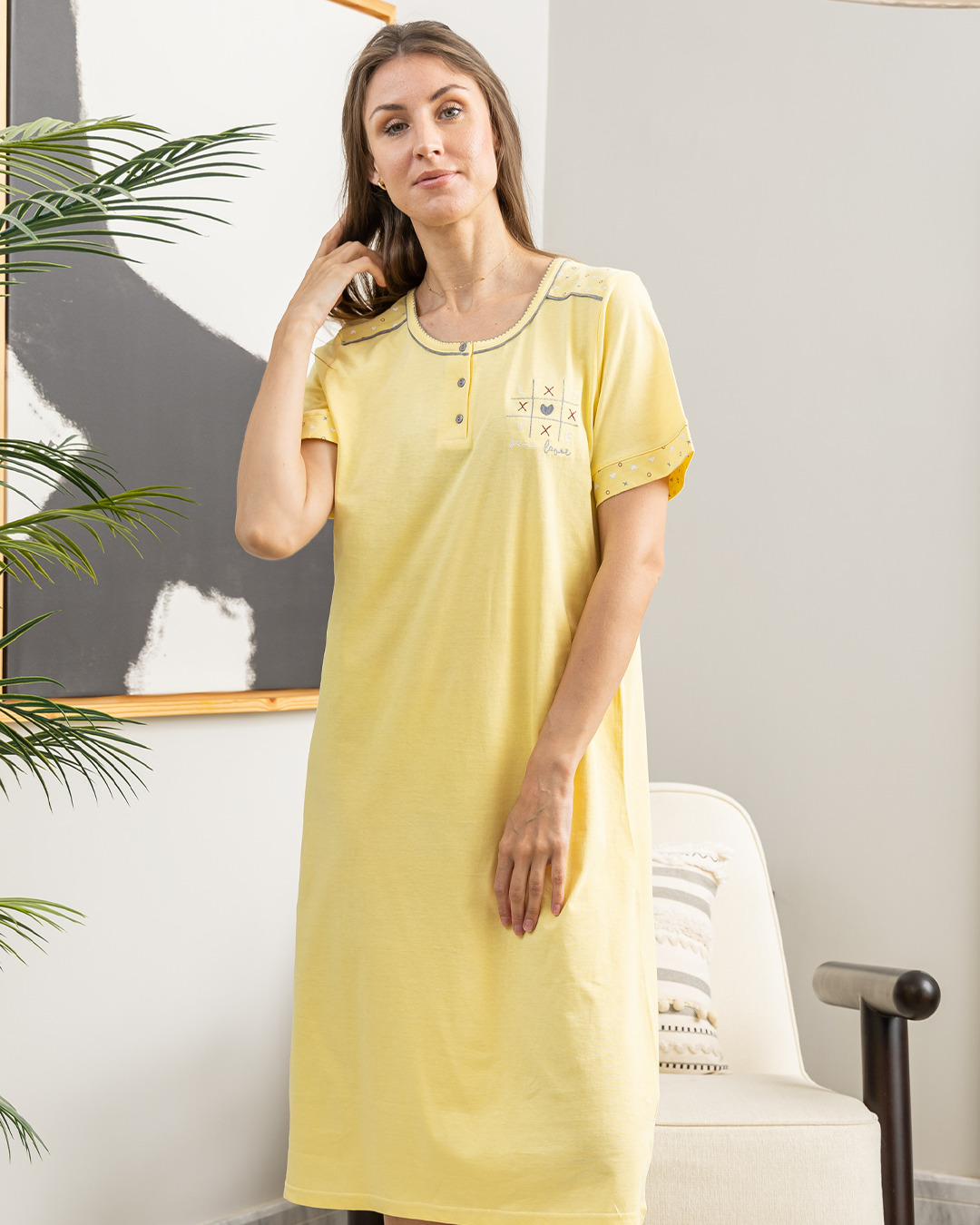 Game love women's button-down nightgown
