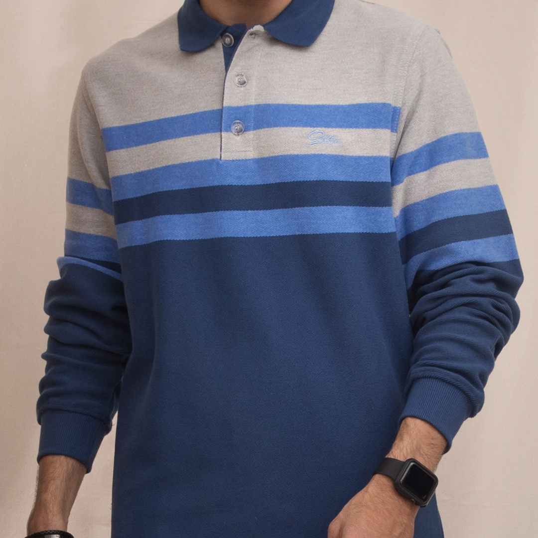 Men's striped t-shirt with a collar