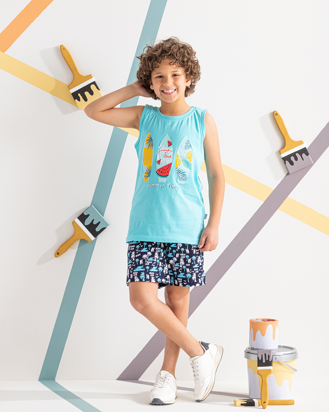 Summer Surf Boys' pajamas, T-shirt, Summer Melton printed shorts