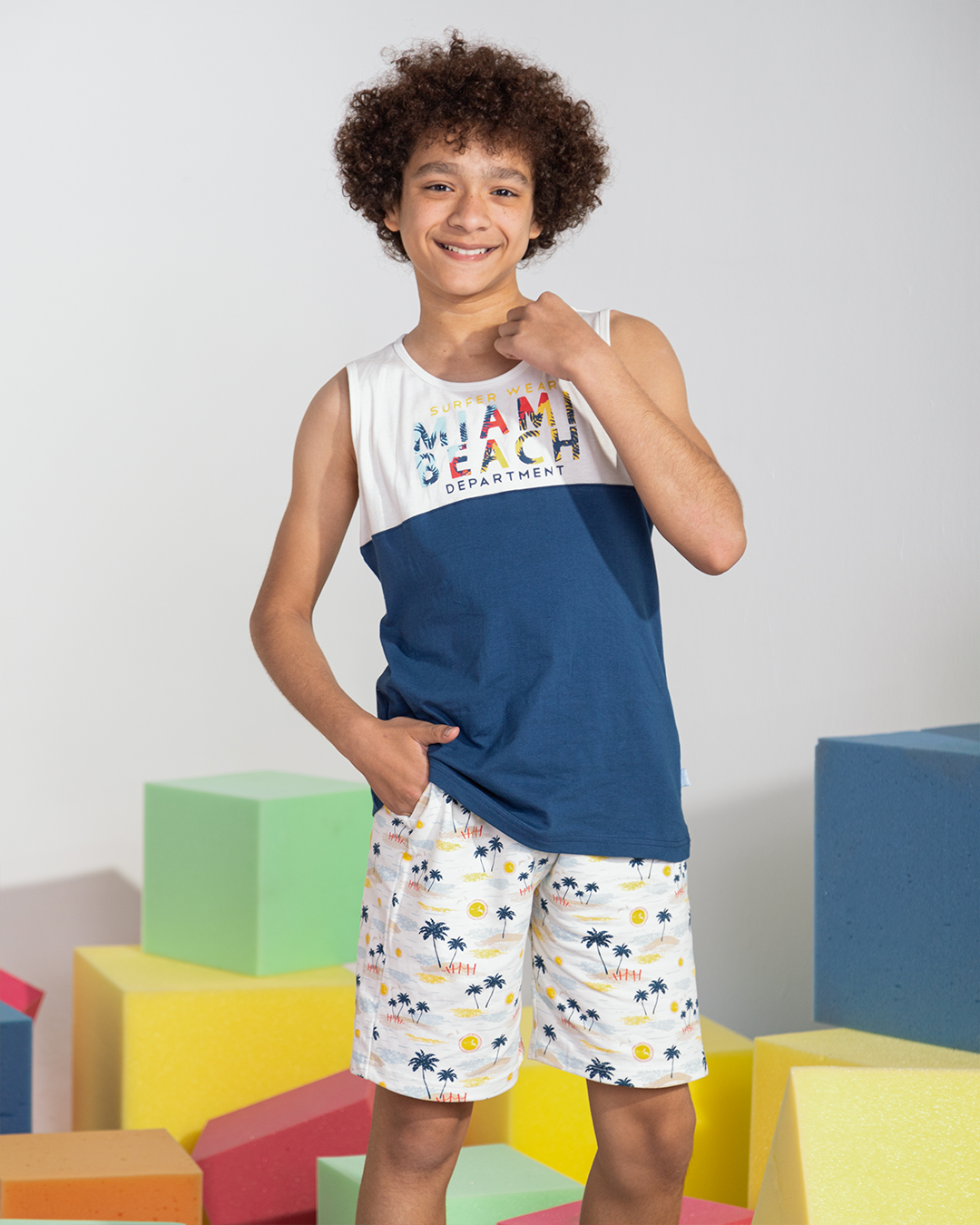 MAIMI BEACH Boys Pajama Set * Summer Melton Printed Shorts